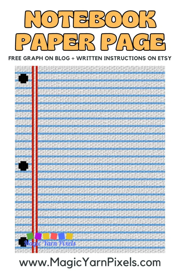 FREE IMAGES PIN 2 - Notebook Paper Page C2C Graph Blanket Pattern on Magic Yarn Pixels
