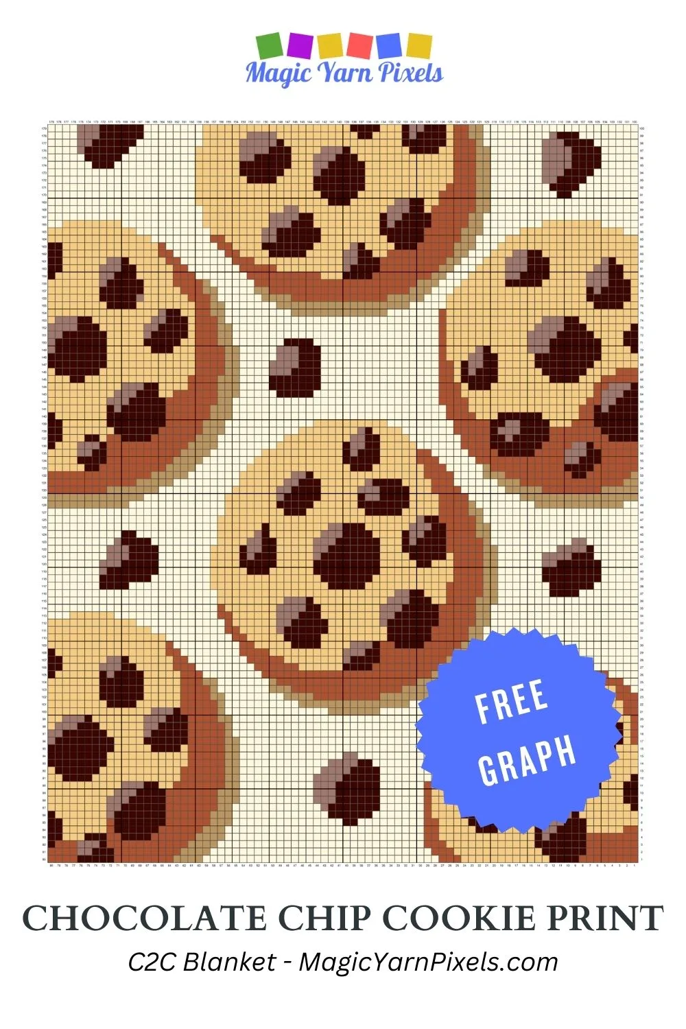 FREE IMAGES PIN 3 - Chocolate Chip Cookie Print - Free Graph - Magic Yarn Pixels