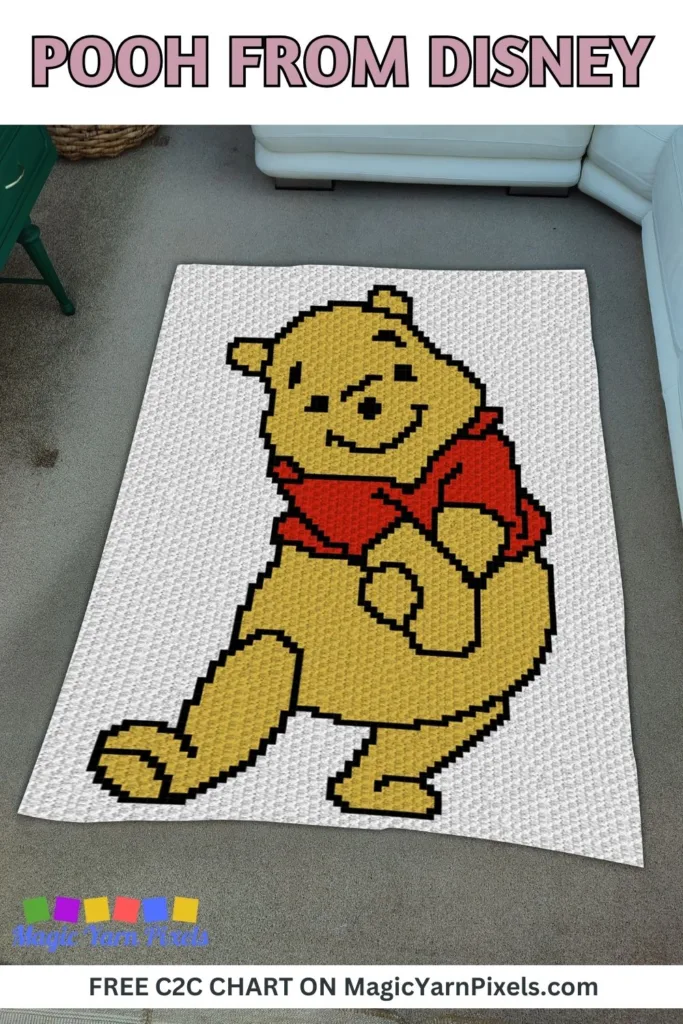 FREE IMAGE PIN 1 - Winnie The Pooh From Disney Crochet Pattern - Free C2C Chart -Magic Yarn Pixels