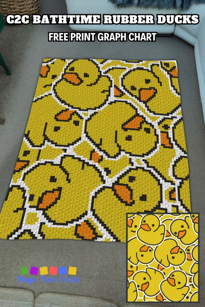 FREE IMAGE PIN 5 - C2C Bathtime Rubber Ducks Graph Chart - Magic Yarn Pixels