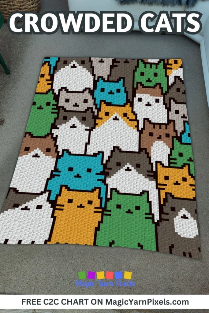 FREE IMAGES PIN 1 - Crowded Cats - Free C2C Chart - Magic Yarn Pixels