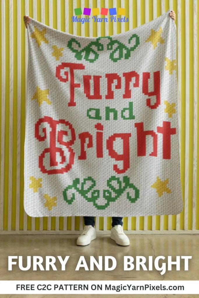 FREE IMAGES PIN 1 - Furry and Bright - Free C2C Pattern- Magic Yarn Pixels