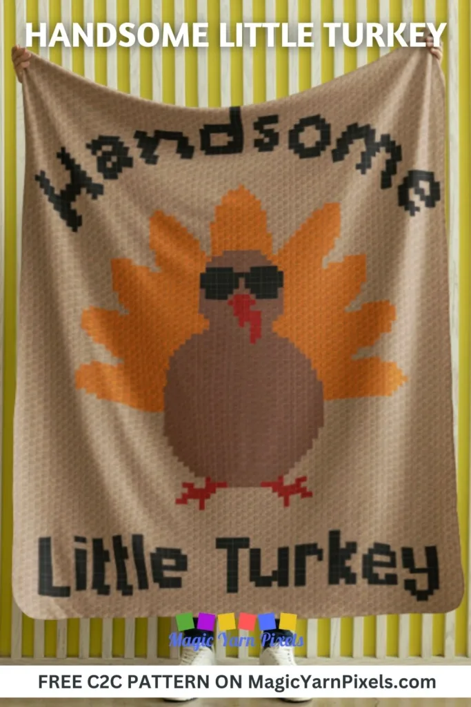 FREE IMAGES PIN 1 - Handsome Little Turkey - Free C2C Pattern- Magic Yarn Pixels