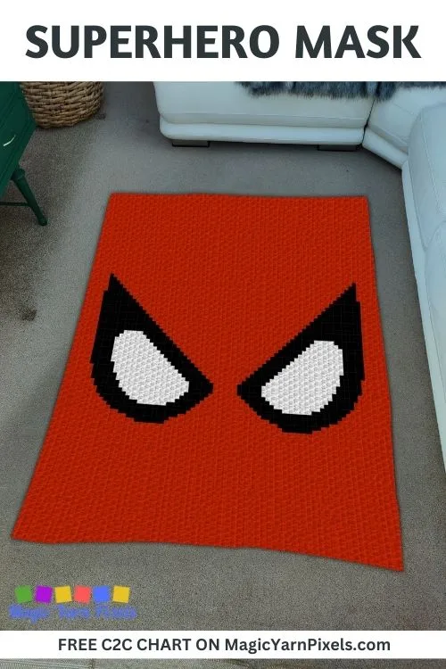 FREE IMAGES PIN 1 - Superhero Mask Crochet Pattern - Free C2C Chart -Magic Yarn Pixels