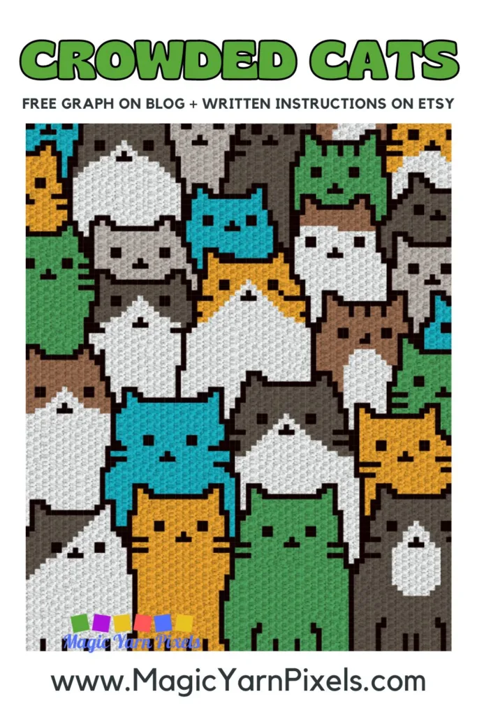 FREE IMAGES PIN 2 - Crowded Cats C2C Graph Blanket Pattern on Magic Yarn Pixels