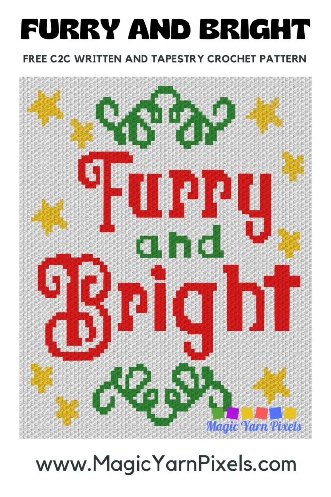 FREE IMAGES PIN 2 - Furry and Bright Free C2C Written and Tapestry Crochet Pattern on Magic Yarn Pixels