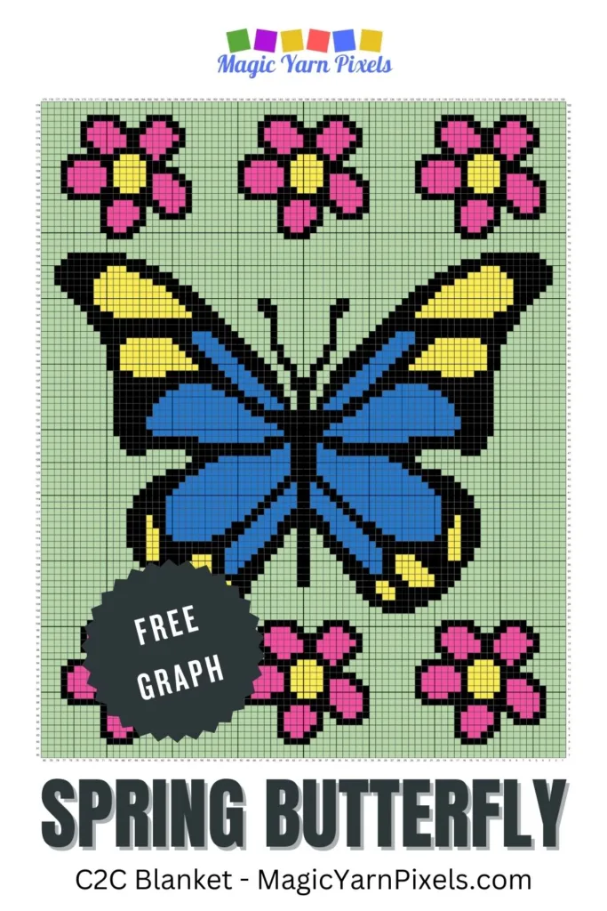 FREE IMAGES PIN 3 - Spring Butterfly - Free Graph - Magic Yarn Pixels