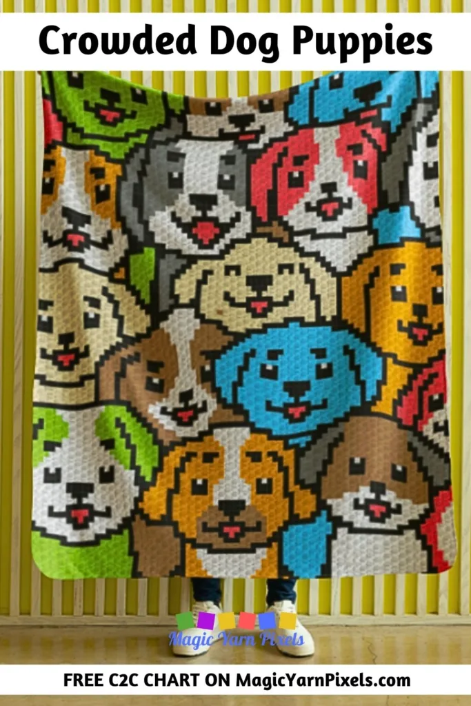 FREE IMAGES PIN 1 - Crowded Dog Puppies - Free C2C Chart - Magic Yarn Pixels