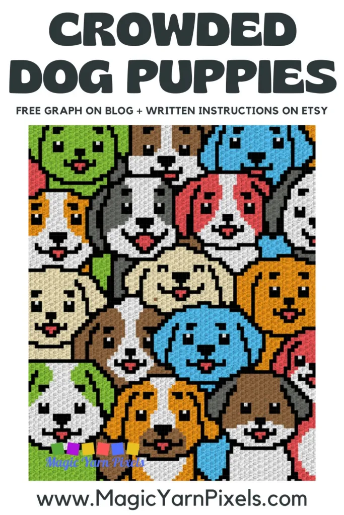 FREE IMAGES PIN 2 - Crowded Dog Puppies C2C Graph Blanket Pattern on Magic Yarn Pixels