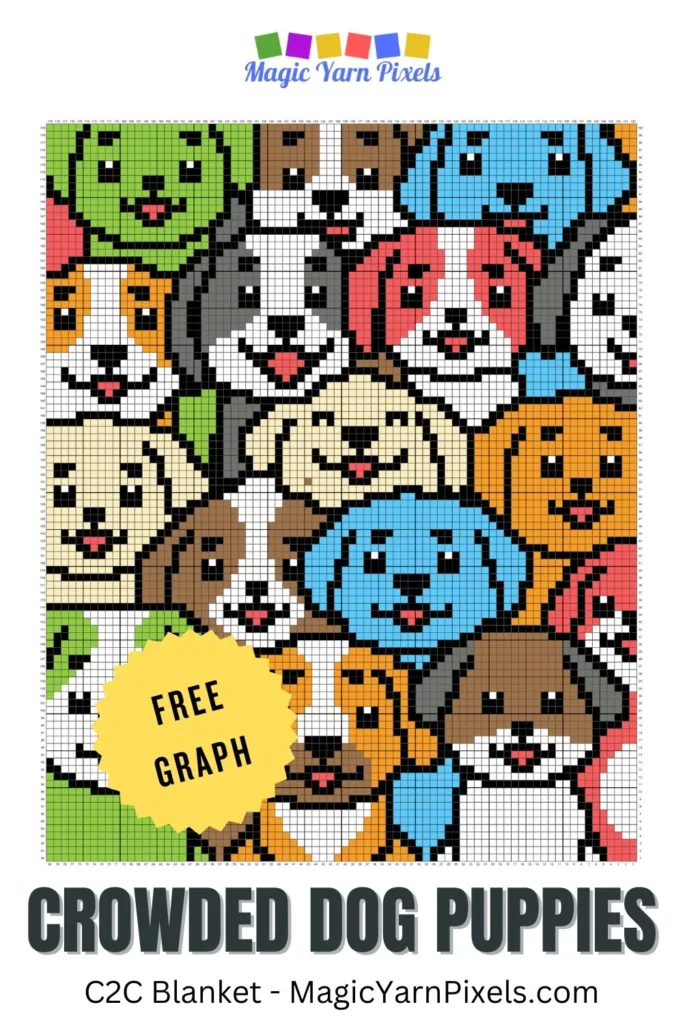 FREE IMAGES PIN 3 - Crowded Dog Puppies - Free Graph - Magic Yarn Pixels
