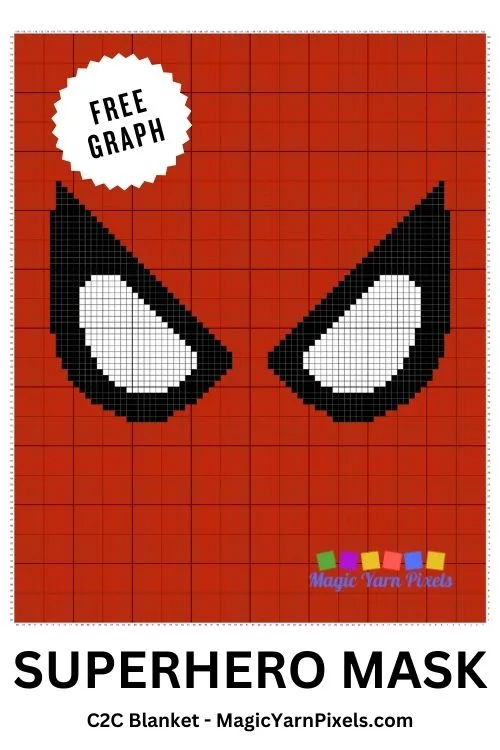 FREE IMAGES PINS 3 - Superhero Mask C2C Blanket Pattern - Magic Yarn Pixels