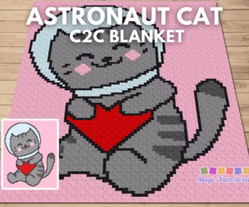 FB POSTER - Astronaut Cat - Free Blanket Graph Crochet Pattern by Magic Yarn Pixels