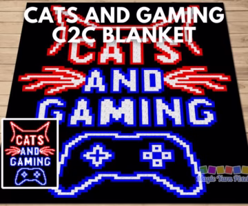 FB POSTER - Cats and Gaming - Free Blanket Graph Crochet Pattern - Magic Yarn Pixels