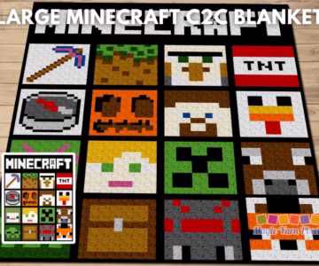 FB POSTER - Large Minecraft Blanket - Free Blanket Graph Crochet Pattern - Magic Yarn Pixels