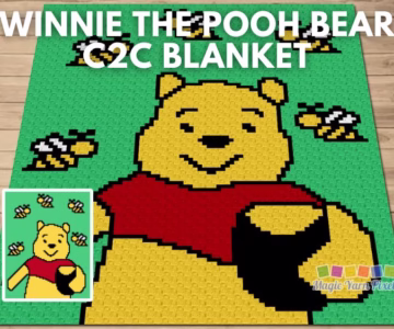 FB POSTER - Winnie The Pooh Bear - Free Blanket Graph Crochet Pattern - Magic Yarn Pixels