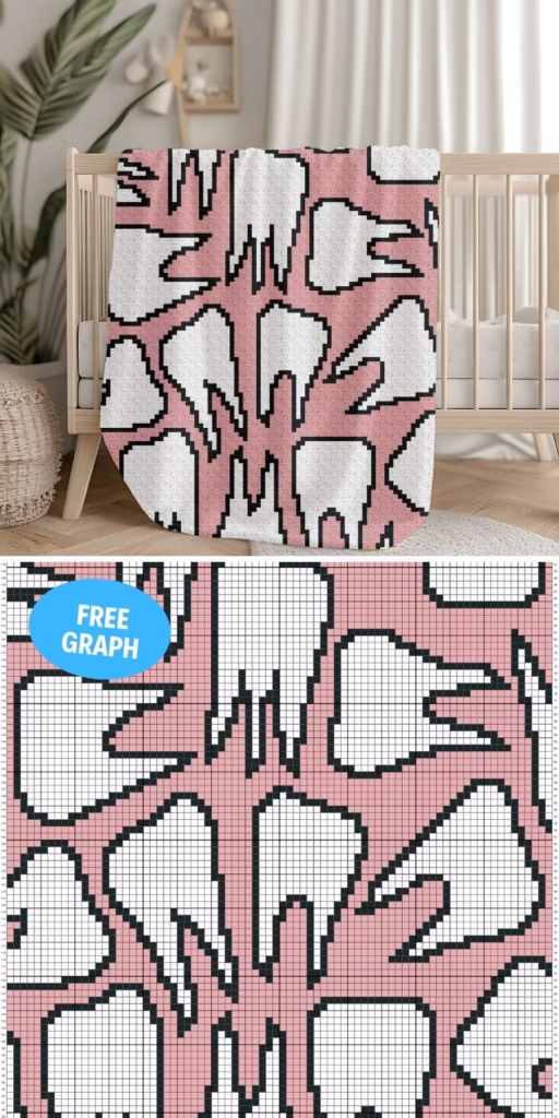 BLOG 3 - Seamless Teeth - Free Crochet Graph and Pattern by Magic Yarn Pixels