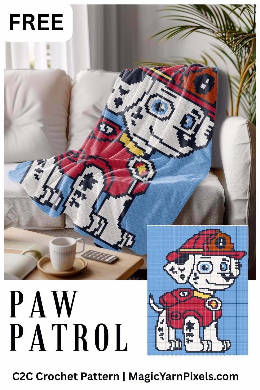 BLOG 3 - Paw Patrol - Free C2C Crochet Graph by Magic Yarn Pixels