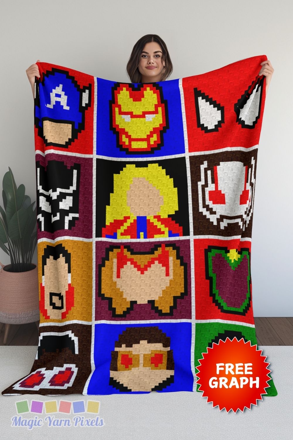 Avenger Hero Blanket - Magic Yarn Pixels