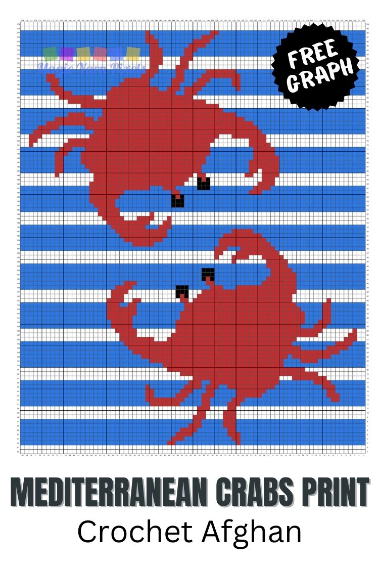 BLOG 2 - Mediterranean Crabs Print Crochet Blanket Pattern - Magic Yarn Pixels