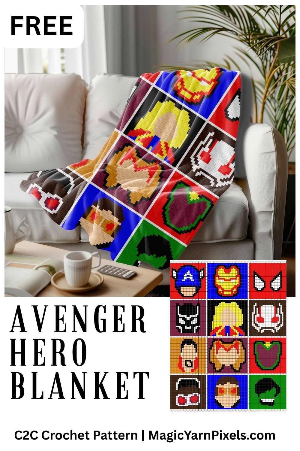 Avenger Hero Blanket - Magic Yarn Pixels